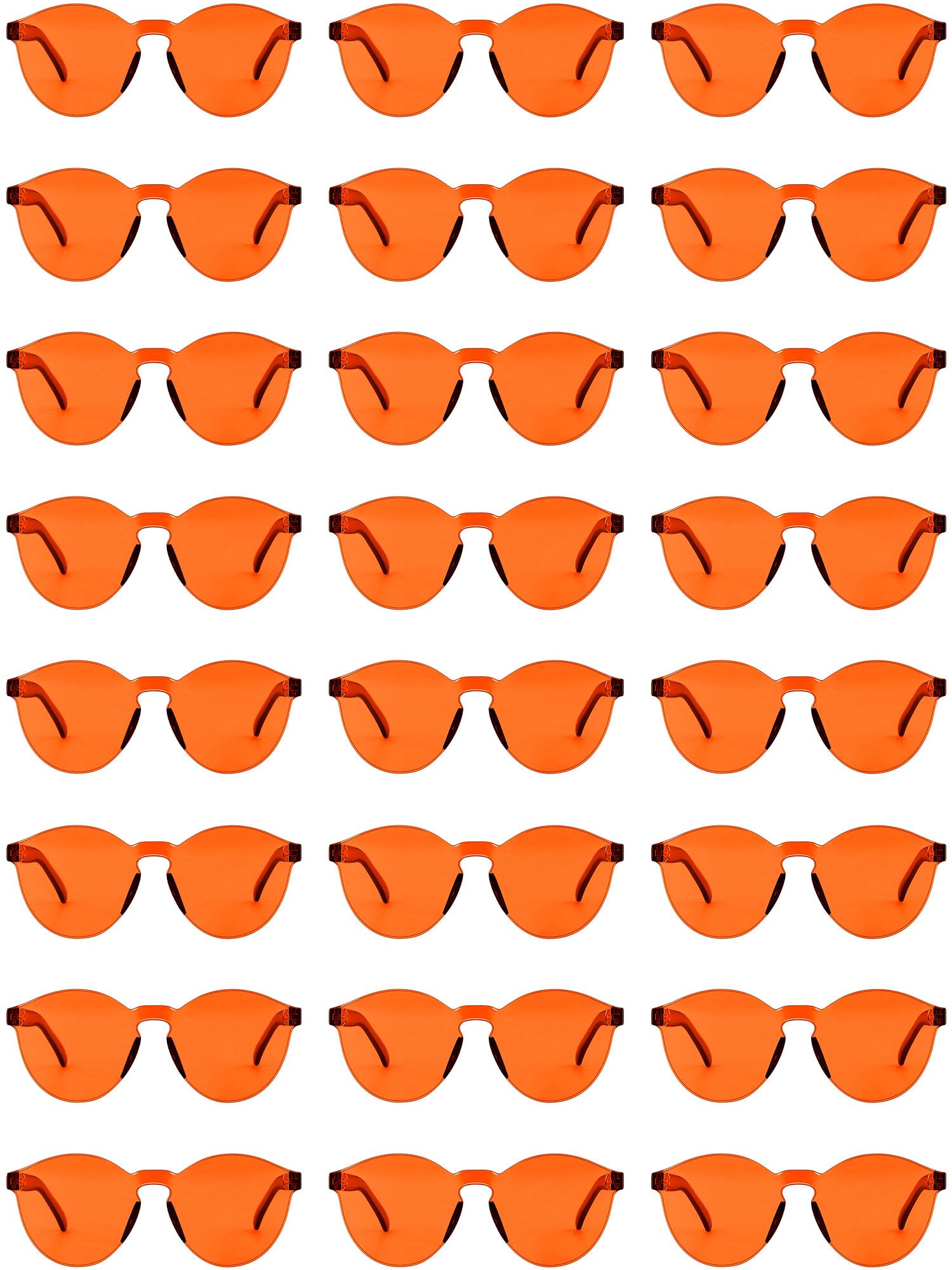 Hoteam 24 Pairs Rimless Round Sunglasses Bulk Tinted Party Sunglasses Transparent Candy Color Eyewear for Party