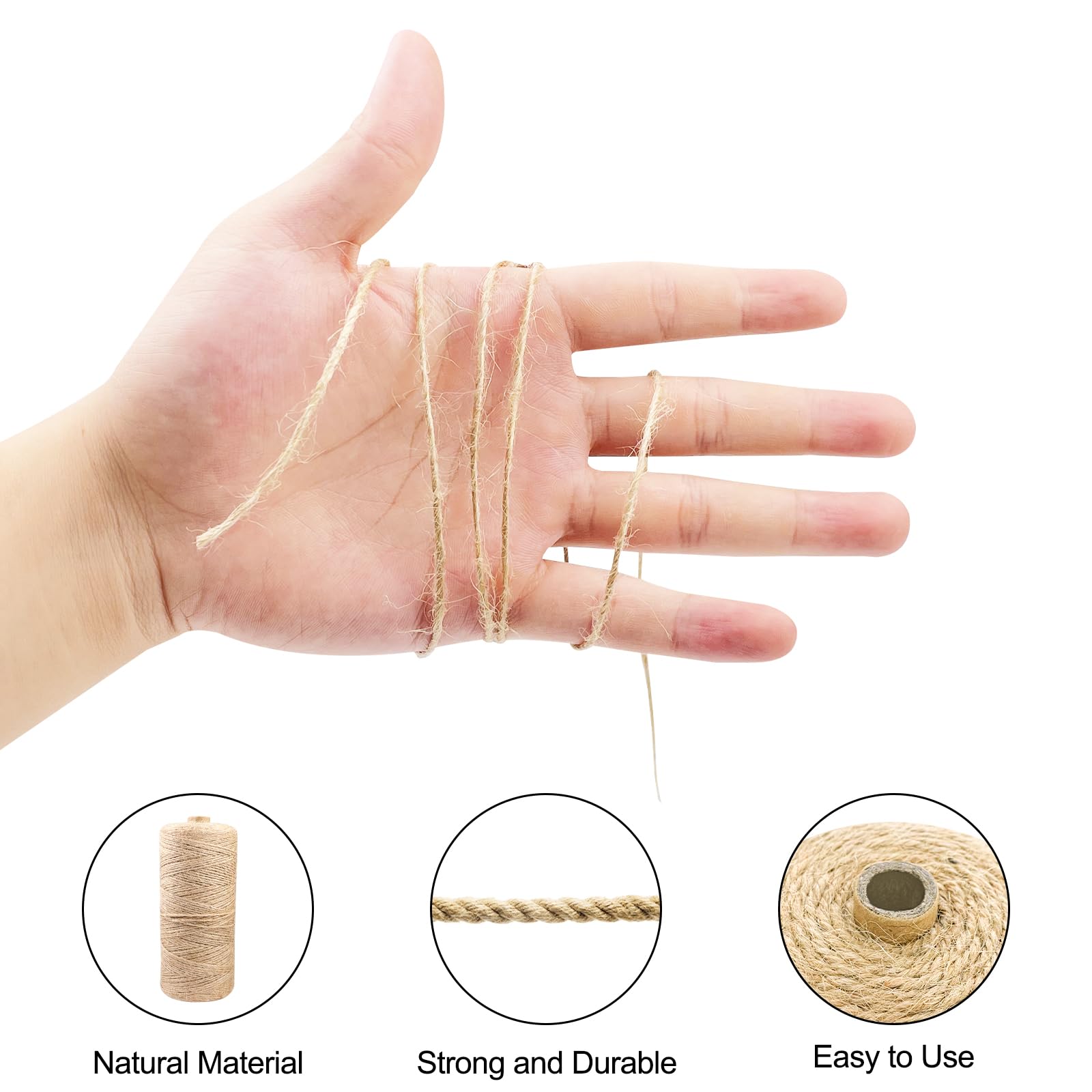 Magrimaxio Jute Kordel, Schnur, juteschnur, kordelband, reißfest hanfseil, naturfaser paketschnur, gartenschnur, bastelschnur, (1mm/400 M), Für Verpackung, DIY Kunst-Handwerk, Floristik, Dekoration