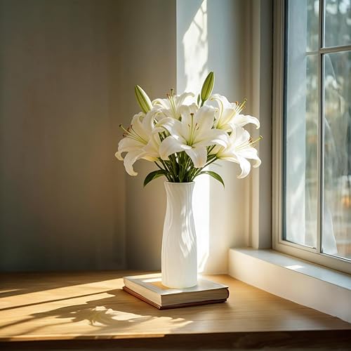 Miniatura 9 de SOUJOY Paquete de 10 jarrones de plástico compuesto, jarrón floral cónico blanco para decoración del hogar, pequeños jarrones irrompibles para