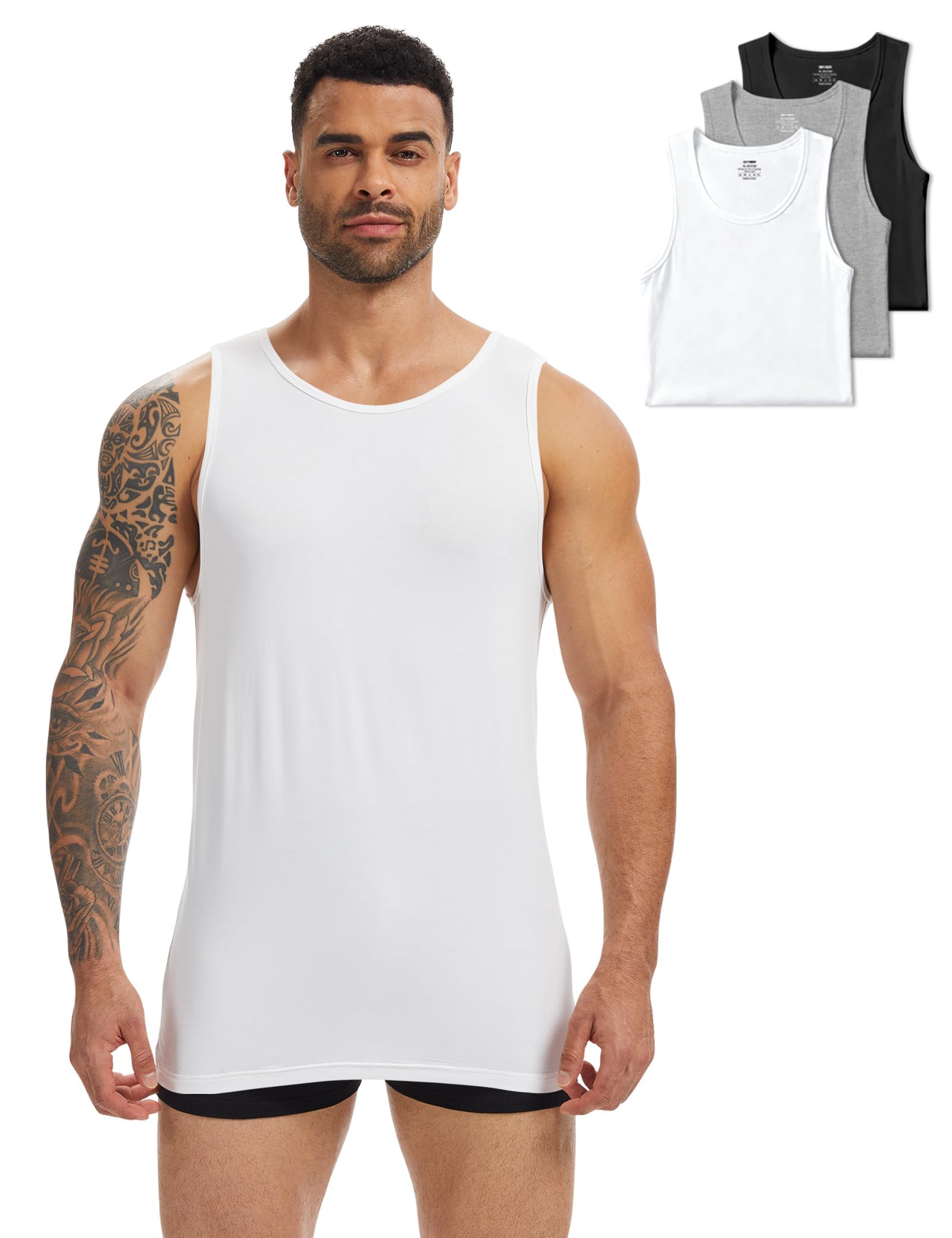 Mens Tall Sleeveless Undershirt Lightweight Breathable S-4XL (1&amp;3 Pack)