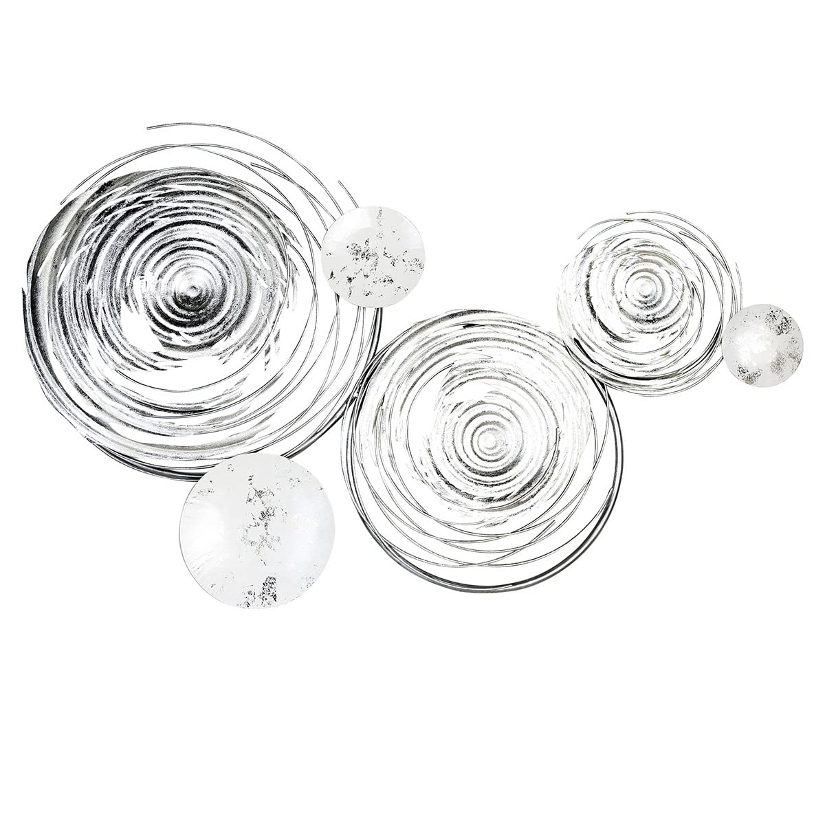 Casablanca 74965 Circles - Decoración de pared (metal, 56 x 94 x 6 cm), color blanco y plateado