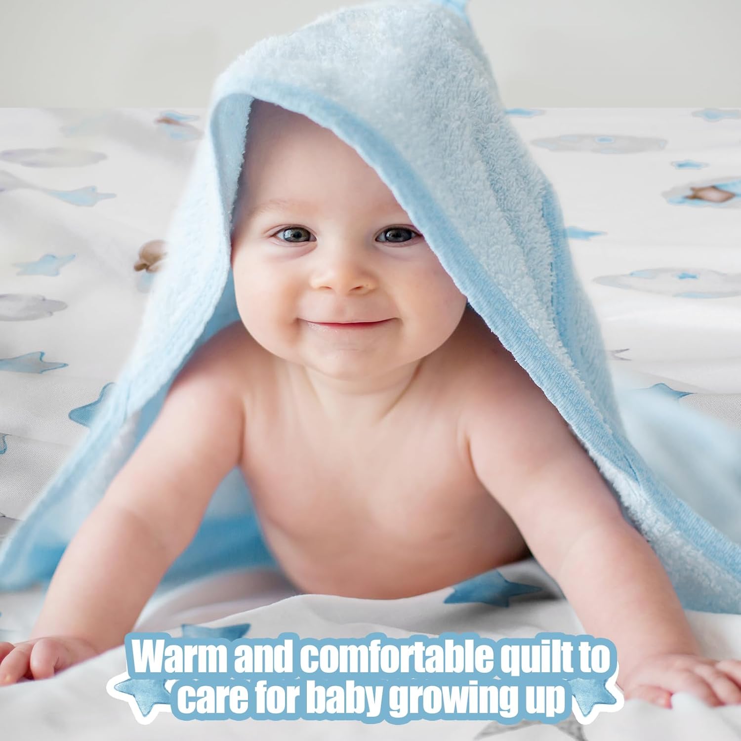 Menkxi 4 Pcs Baby Crib Sheets Blue Bear Fitted Crib Sheet Crib Mattress Unisex Soft and Breathable Crib Sheets Neutral Baby Sheets for Crib for Baby Girl and Baby Boys Gifts, 28 x 52 x 8 Inches