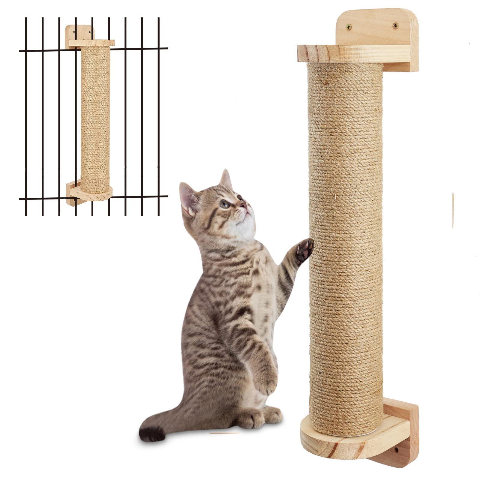Wandmontierter Kratzbaum Für Katzen – Aus Massivholz & Juteseil, Platzsparend, Einfach Zu Installieren