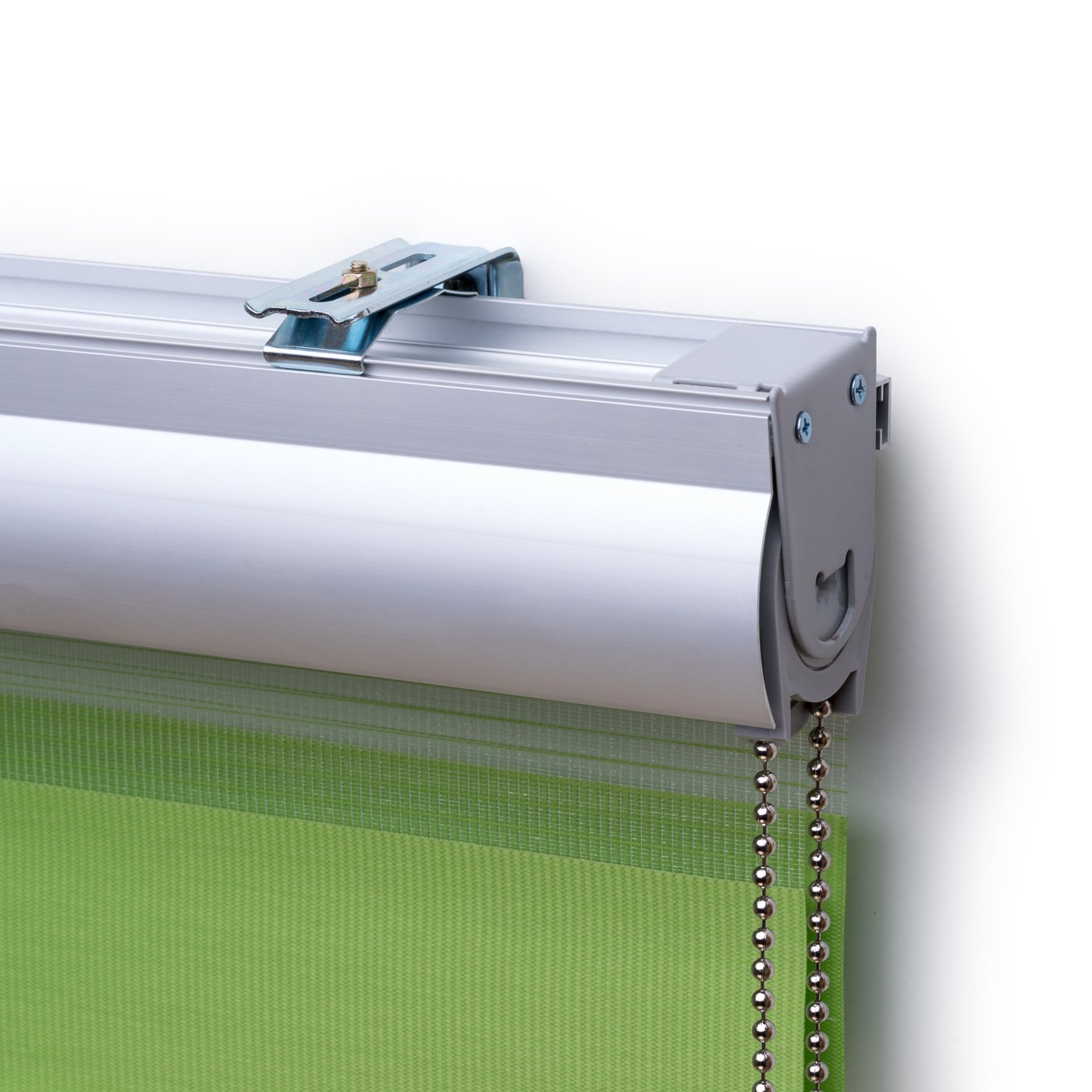 Ventanara roleta podwójna, zielona, z aluminiową obudową, roleta typu dzień i noc 140 x 220 cm zielony
