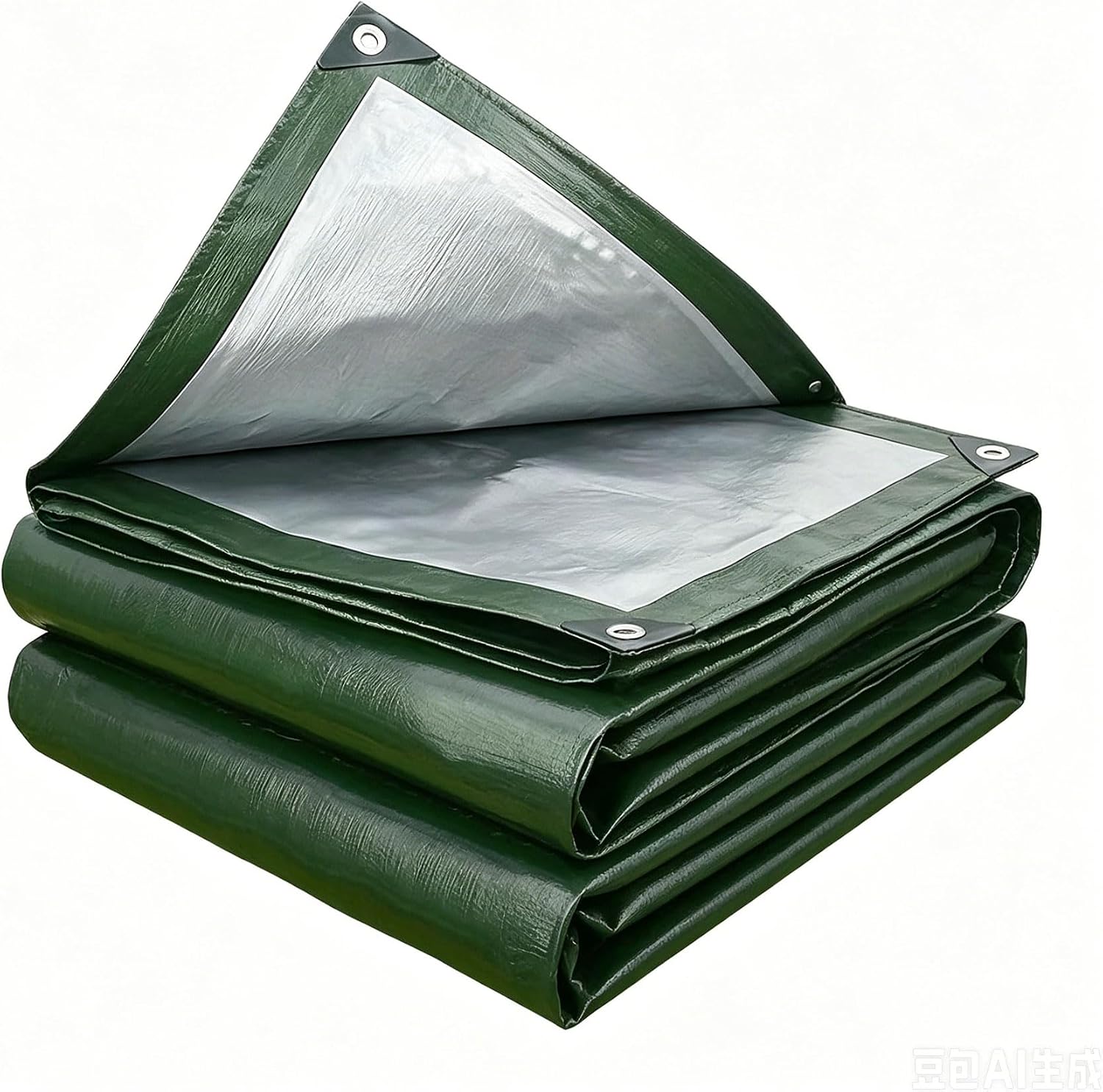 Heavy Duty Waterproof Tarp 6x9FT - Multipurpose Tarpaulin with Grommets and Reinforced Edges - UV Resistant Poly Tarp for Camping, Tent, Pool Cover, Outdoor Shelter, Green/Silver