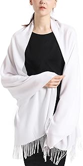 vimatePashmina Scarf and Shawl - Soft Women Pashminas Wrap for Wedding Evening Party dresses, C#. Pure White, 27'' x 78''