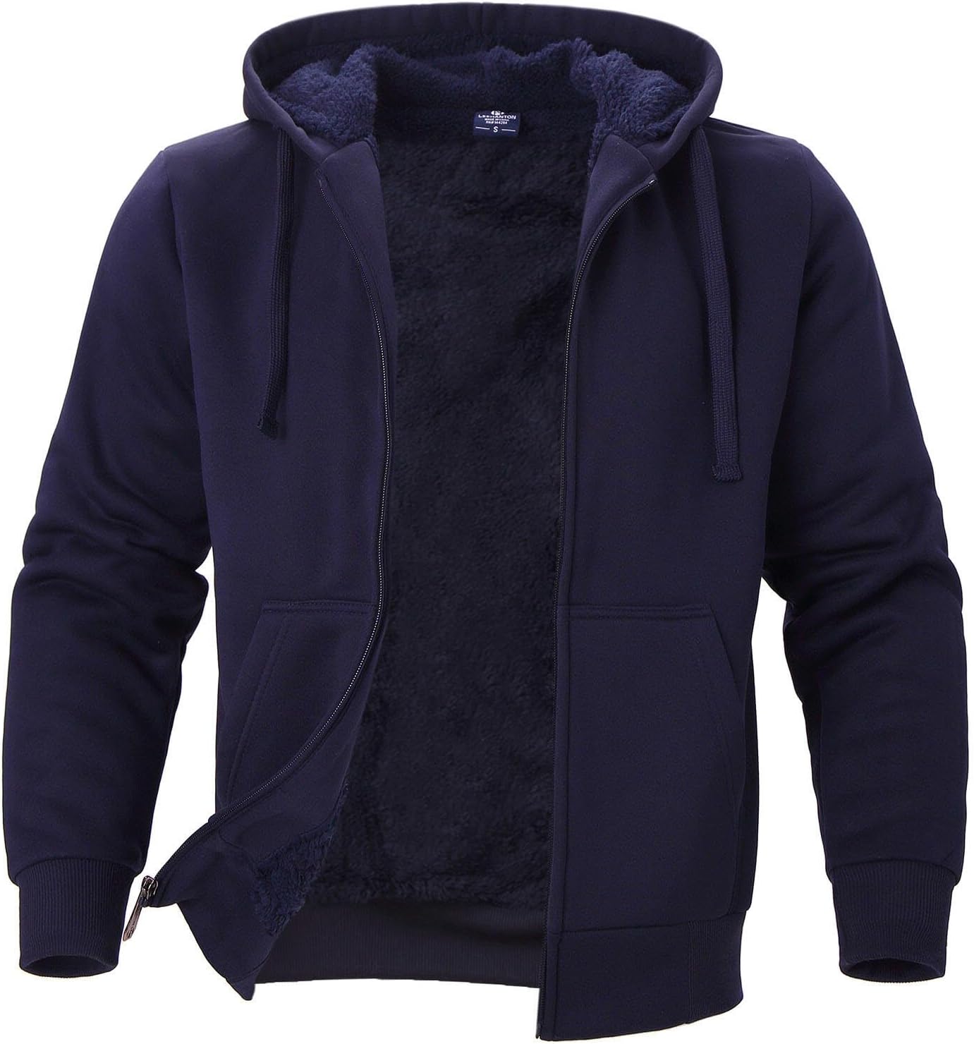 LeeHanTon Hoodies for Men Winter Warm Heavyweight Sherpa Lined Fleece Zip Up Hoody Jacket