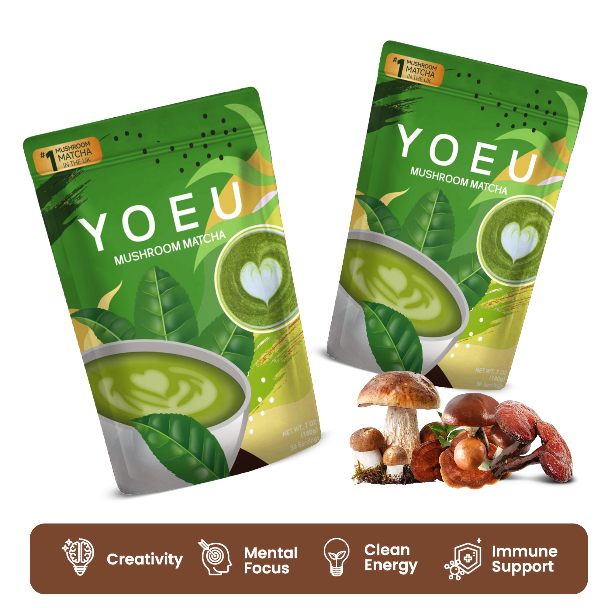 180g Organic Matcha Mushroom Powder Japanese Matcha 12 Natural Ingredients Instant Coffee Latte Powder Coffee Alternative — view 6