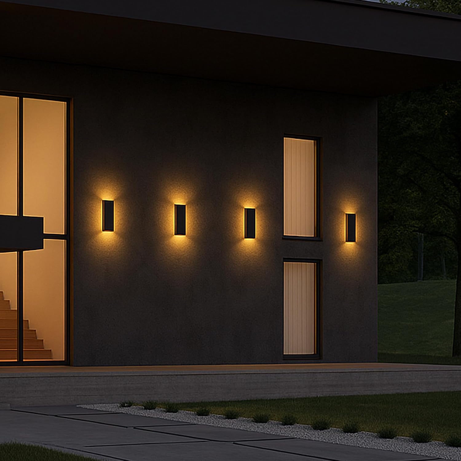 Gama Sonic Eclipse Backlight Solar Wall Light – Modern Architectural Lighting with 3-Color Options