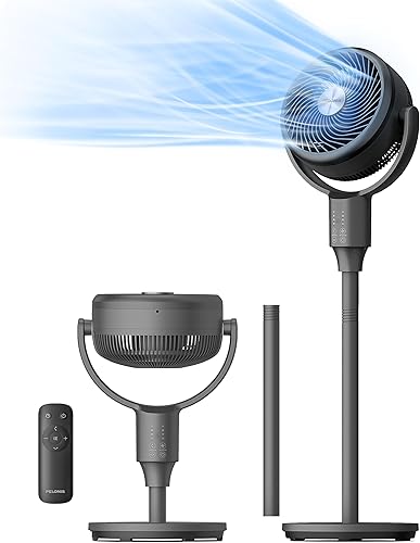 PELONIS Ventilador de pedestal, circulador de aire, ultra OmniFlow (oscilación automática de 135 + 90 ), ventilador de piso silencioso con 3