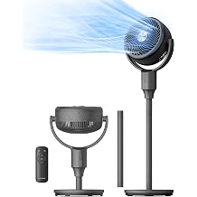 PELONIS Pedestal Fan, Air Circulator, Ultra OmniFlow (135&deg;+90&deg;Auto Oscillation), Quiet Floor Fan with 3 Speeds, Remote, 7H Timer, Memory Function, Adjustable Height, Standing Fan for Bedroom