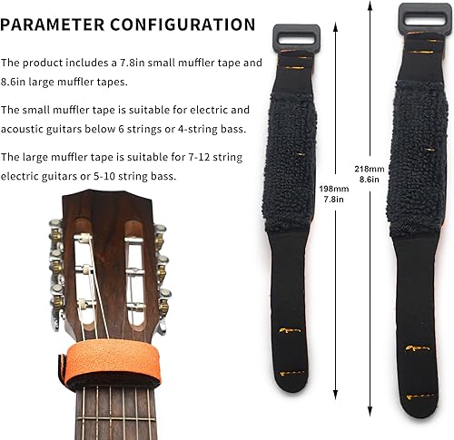 Miniatura 9 de SAPHUE 2 amortiguadores de silencio de cuerda de guitarra, cinta de cubierta de cuerda de guitarra, silenciador de bajo ajustable, cinta silenciosa