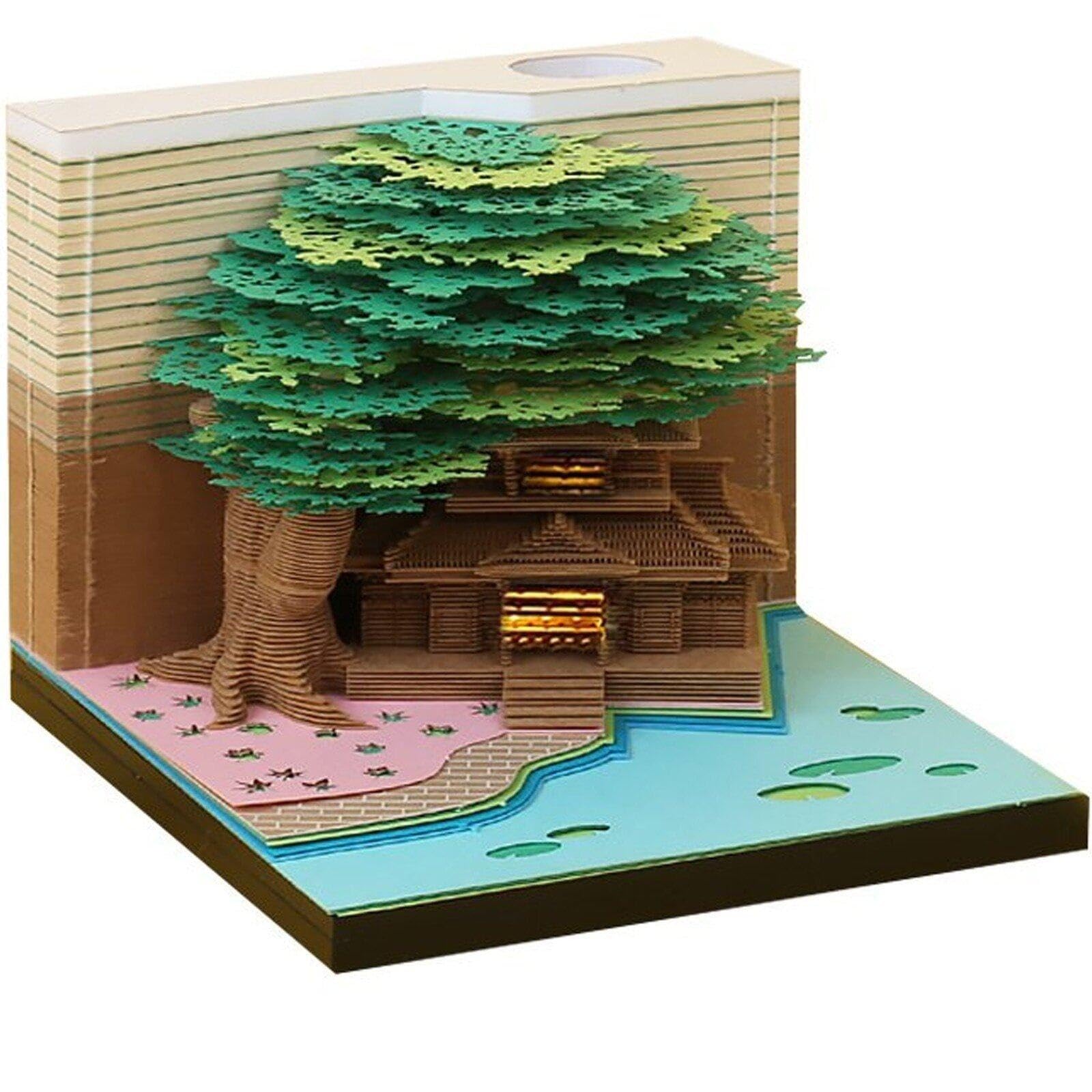 Notatnik 3D 230 arkuszy domek na drzewie notatnik papier rzeźba artystyczny notatnik z oświetleniem LED 3D nieprzywierająca karteczka samoprzylepna kreatywne prezenty