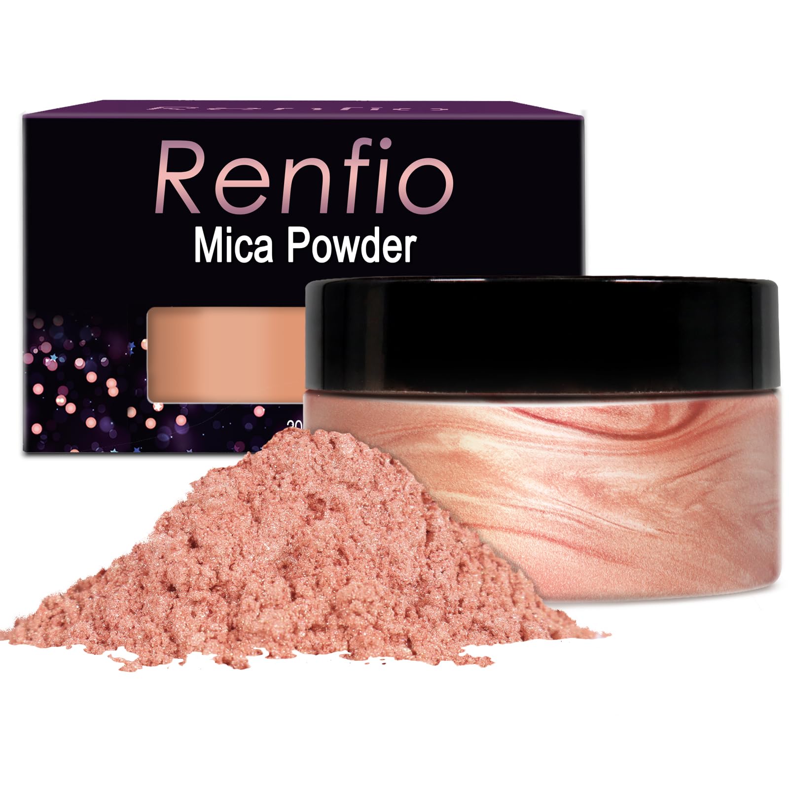 Renfio Pigmento en polvo de mica, 100 g, mineral de tinte natural metálico