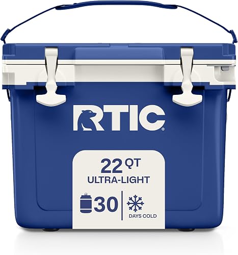 RTIC Ultra-Light Hard Cooler Insulated Portable Ice Chest Box for Drink | Portable Ice Chest Box for Beach, Drink, Beverage, Camping, Picnic, Fishing, Boat, Barbecue, 30% Lighter Than Rotomolded