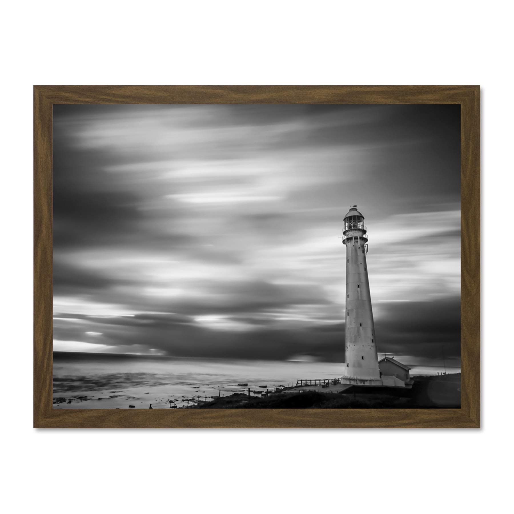 Roulstone Slangkoppunt Lighthouse Seascape Large Framed Art Print Poster Wall Decor 18x24 inch