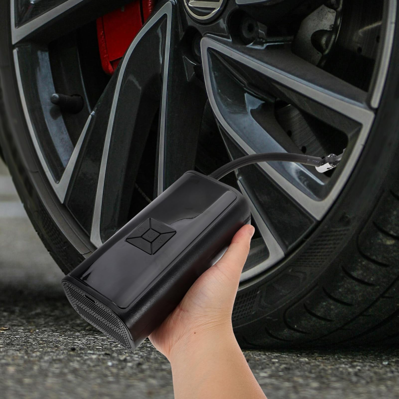 PRETYZOOM Bomba de Aire Portátil Compacta para Neumáticos de Bicicleta | 1 Juego, Negro Abs, 3 X 1500mah, Presión 3-150psi y Precisión ±1.5psi, 60w 7.4v