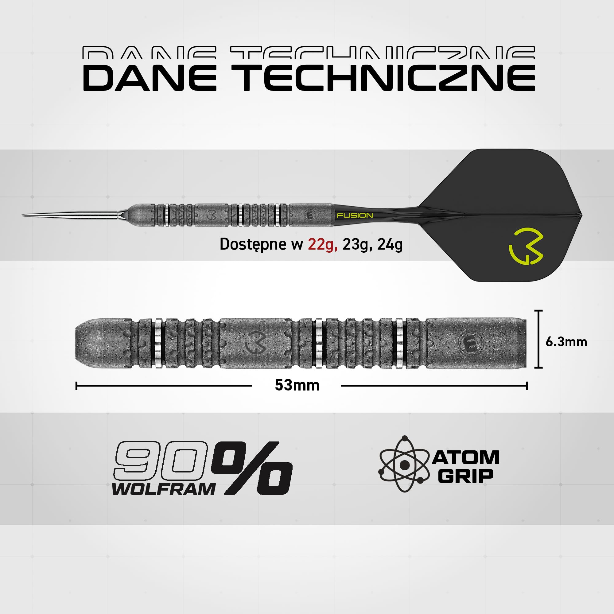 WINMAU Rzutki do darta Michael Van Gerwen MvG Signature Edition | rzutki standardowe lub przełączające | rzutki do darta profesjonalny zestaw 90% wolframu z lotkami i trzonkami – rzutki stalowe 22 g
