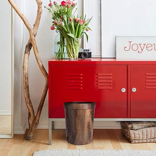 Miniatura 2 de Papelera para el hogar, oficina, decoración de oficina, papelera de grano de madera, papelera de plástico para baño, papelera rústica para el hogar,