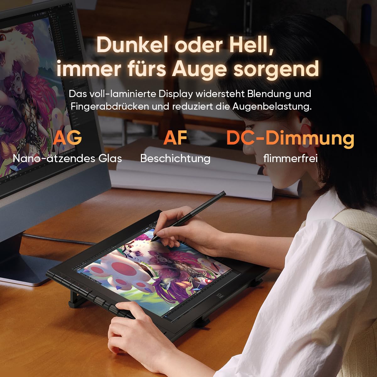 XPPen 15,4 Zoll Grafiktablett mit Display für PC, Artist 16 3rd (2026 Version), X4 Smart Chip Stylus, 16384 Druckstufen, Innovative X-Dial Shortcut, DC-Dimmung, Flimmerfrei, 16,7 Millionen Farben