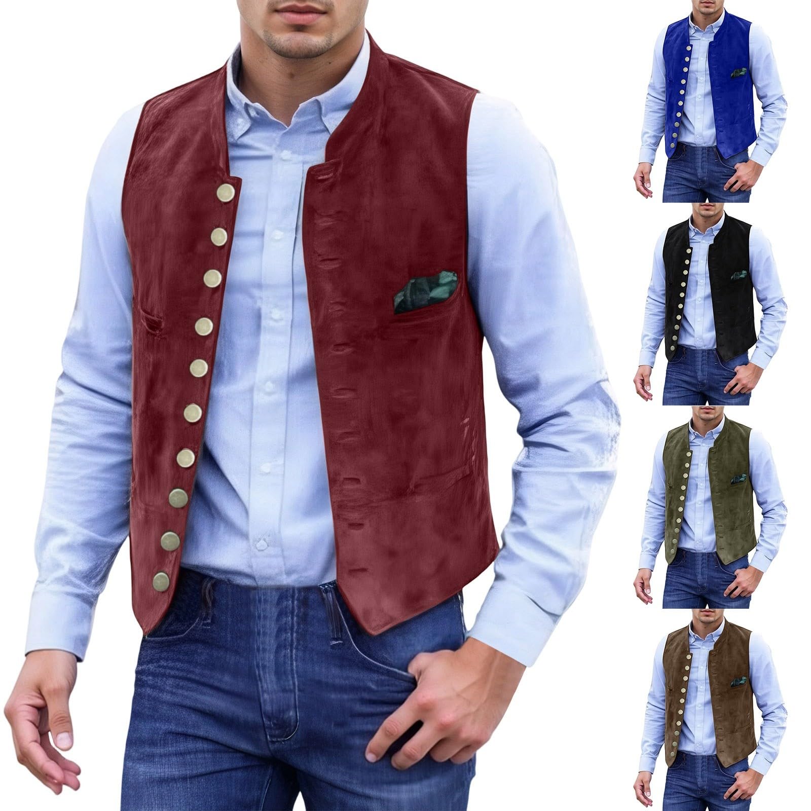Chaleco para traje regional para hombre, sin mangas, elegante, de piel, para traje regional, traje regional, tallas grandes, para Oktoberfest