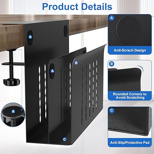 Miniatura 2 de HAMOPY Almacenamiento lateral de escritorio, organizador de escritorio colgante de acero de 2 niveles con soporte magnético para bolígrafo, bandeja