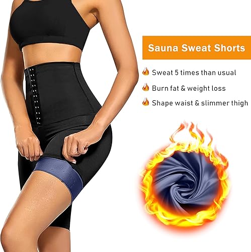 Miniatura 2 de Pantalones cortos de sauna para mujer, pantalones cortos térmicos para adelgazar, leggings de entrenamiento de cintura alta, pantalones cortos