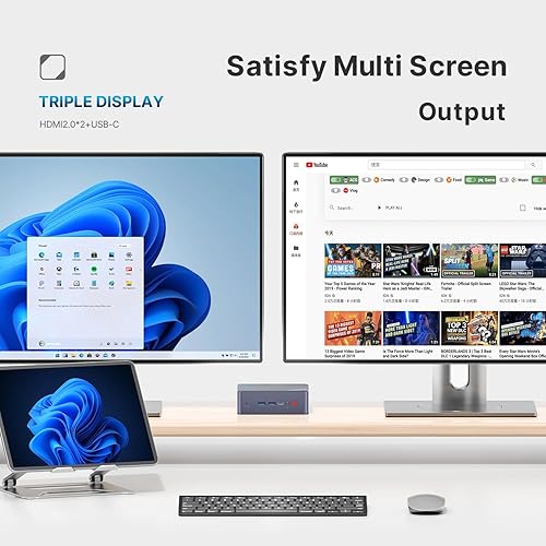 Miniatura 7 de Mini PC Intel 12 generación Alder Lake-N95, 16GB DDR4 RAM 512GB NVME SSD W11 Pro Mini Computadoras, 4K UHD Triple Display, 2.5G LAN, USB-C, 4* USB