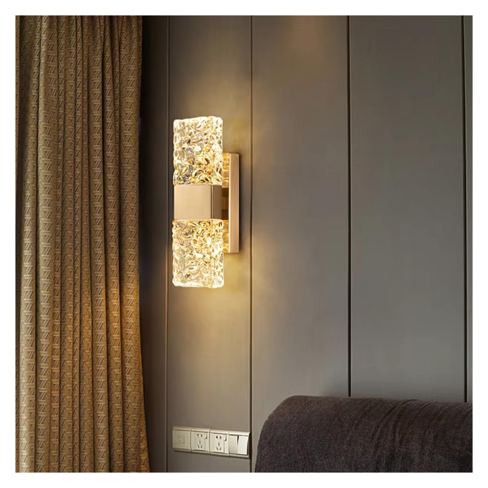SMCCYYSD Contemporary Copper Wall Lamp - Ele Crystal Sconce Light For Aisles, Stairs, Bedrooms, And Cloakrooms Modern Led Lighting Fixture,Warm White-9 * 29cm