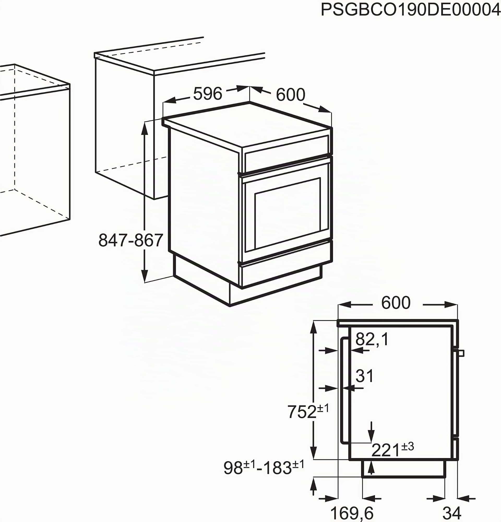 AEG CIB6641BBM 60 cm Standherd mit Induktions-Kochfeld / SteamBake – mit Feuchtigkeitszugabe / Hob²Hood / Versenkknebel / Touch-Bedienung / Grillfunktion / Display mit Uhr / Kindersicherung / A