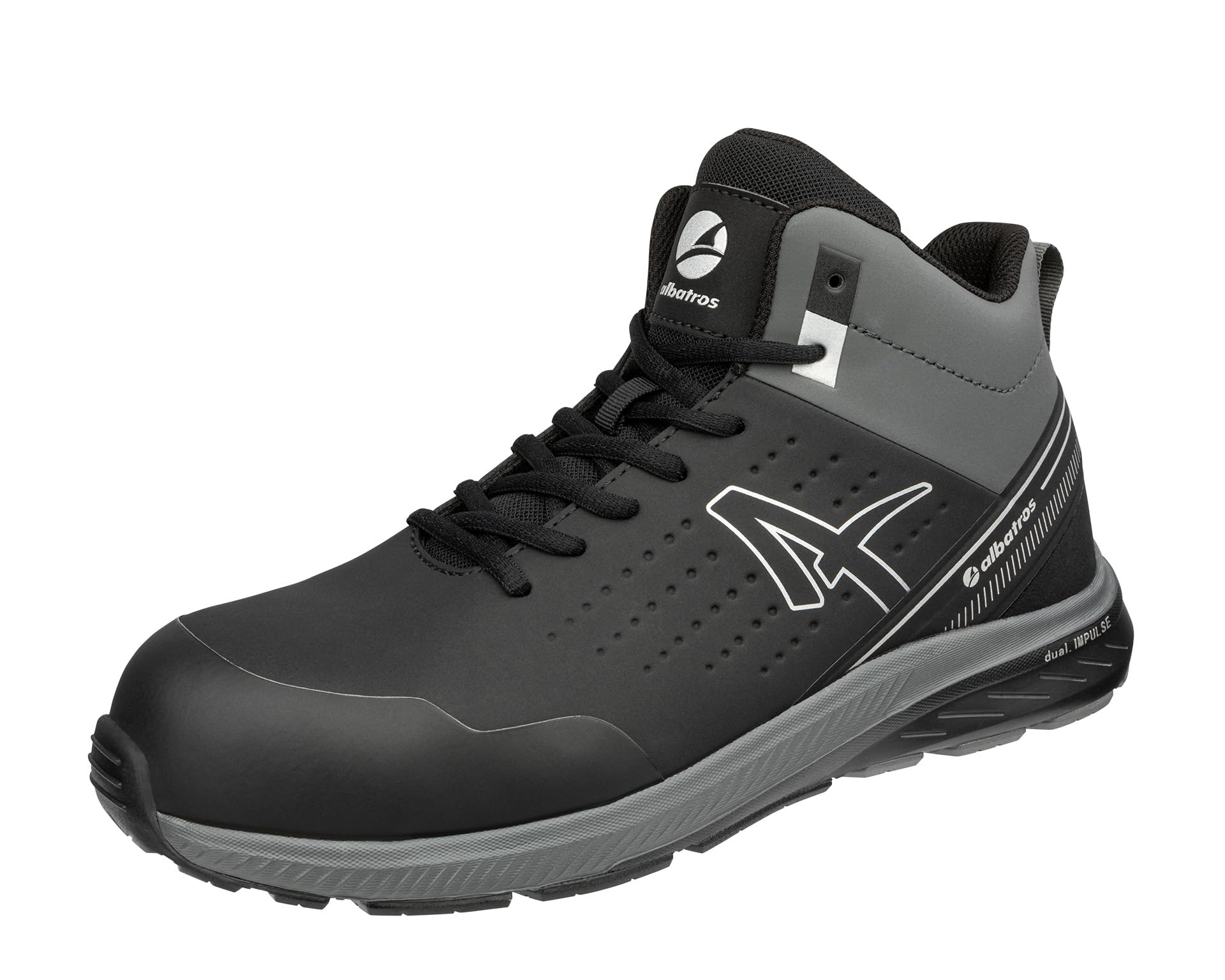 ALBATROS Vigor 2 Impulse MID S3S ESD FO HRO SR buty ochronne, uniseks, antypoślizgowe, bez metalu, wegańskie, z włókna szklanego, czarny, 38 EU
