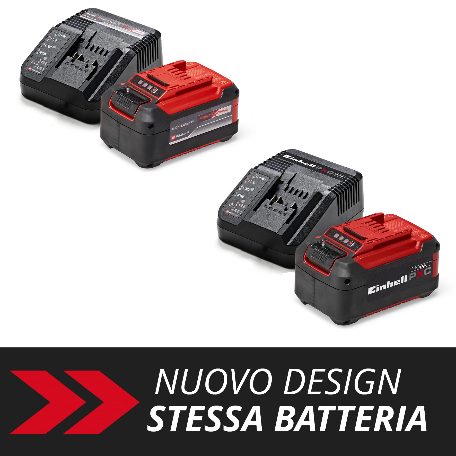Original Einhell Batteria da 5,2 Ah e dispositivo di ricarica Power X-Change Starter Kit (ioni di litio, 18 V, tempo di ricarica di 100 minuti, adatto a tutti i dispositivi Power X-Change)