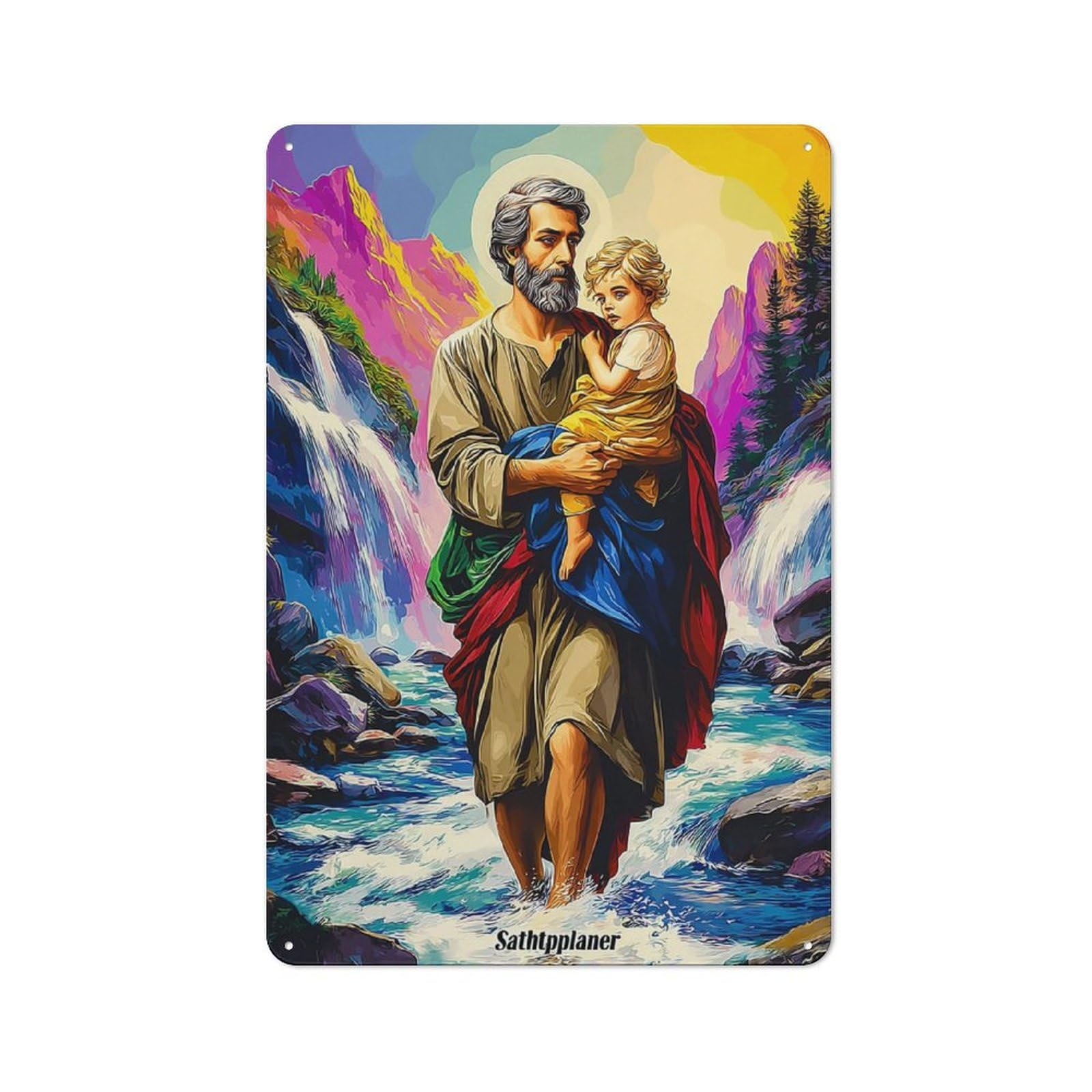 Junmoney Saintly Journey Through Nature's Beauty Warehouse Style Tin Wall Sign 30X20cm Featuring Loft Wall Plaque For Loft, Studio, Office Or Creative Room