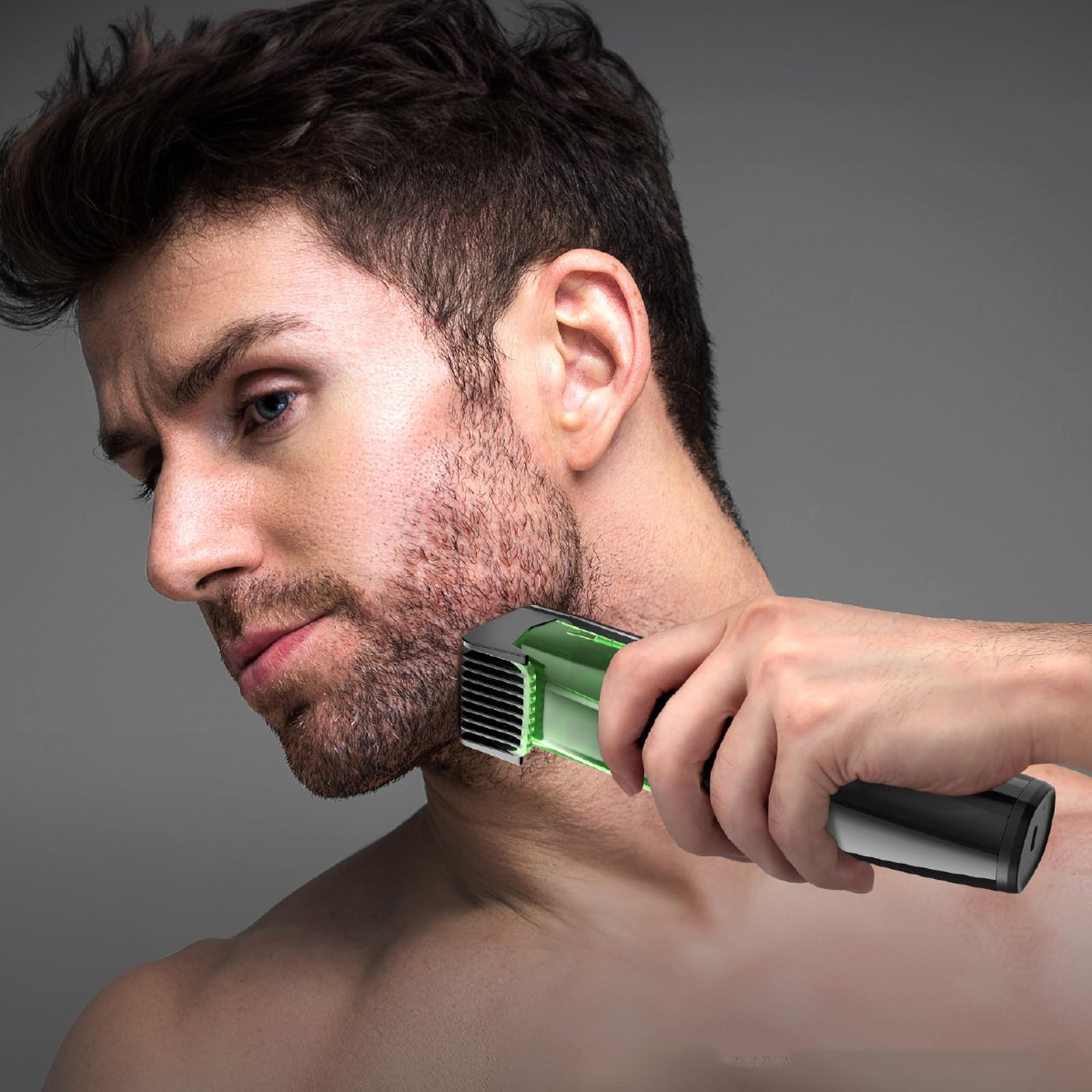 Afeitadora de barba al vacío con 20 ajustes de longitud, ajustable en húmedo y seco, cortapelos eléctrico con 2 peines, recortador de barba inalámbrico, regalo para hombres