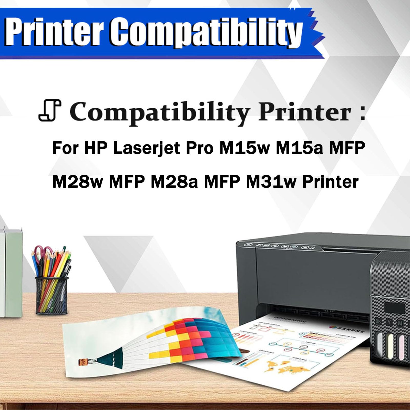 Cartucho de tóner M28-M31 (con Chip), Cartucho de Tinta Negra Compatible con impresoras HP LaserJet Pro M15w, M15a, MFP, M28w, MFP, M28a, MFP y M31w para Bancos y escuelas,Black-2PCS