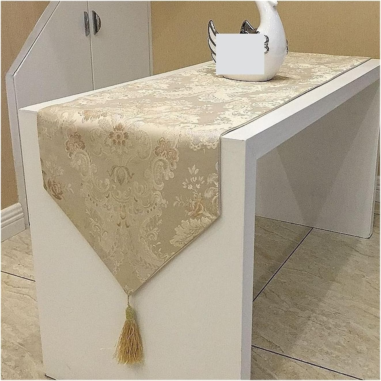 Table Runner for Home Decor Modern Home Dining Table Flag Decoration Jacquard Design Indoor Living Room Embroider Universal Runner(White,32x210cm1pcs)
