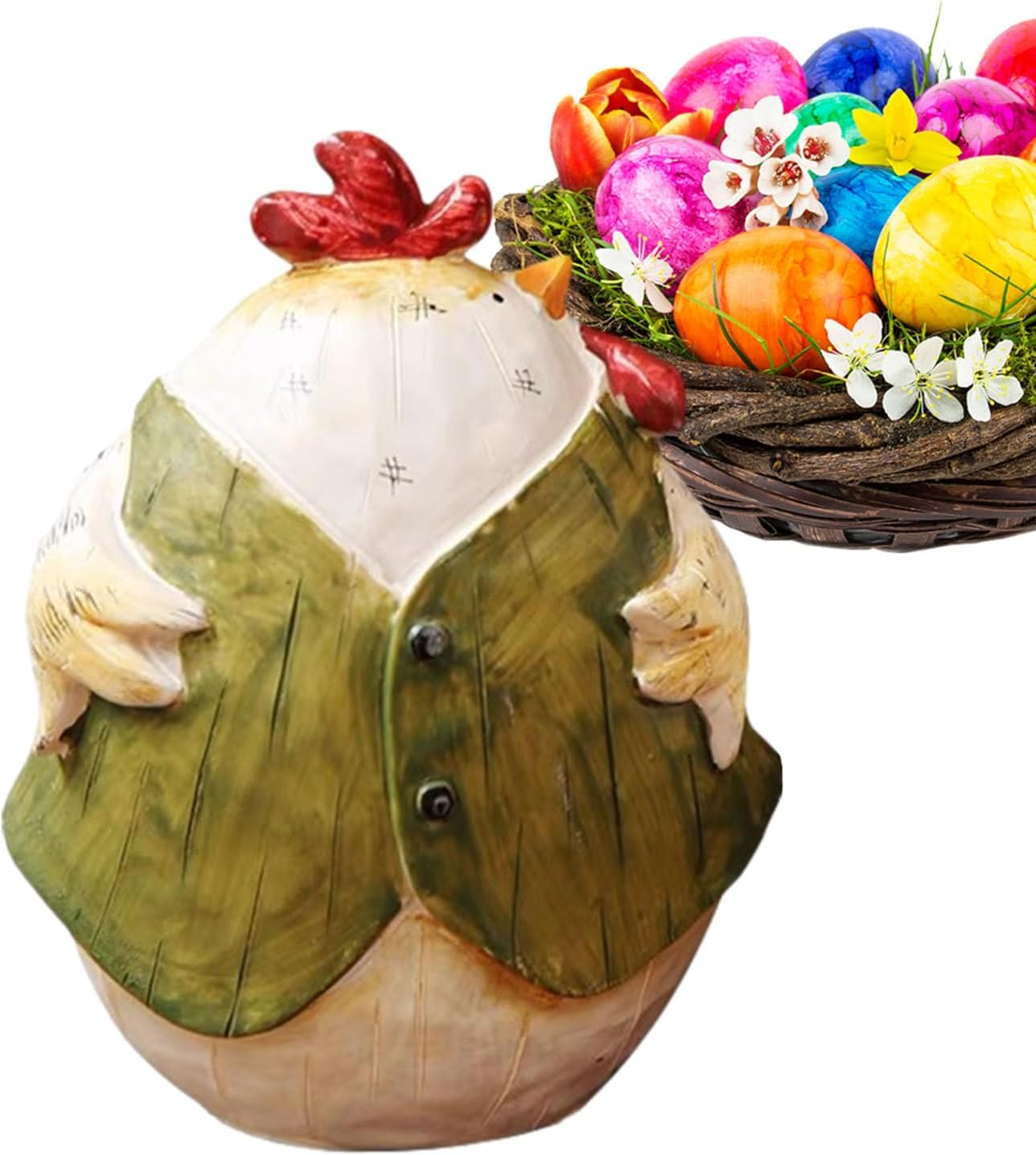 – Easter Chicken Decorations | Resin Chicken Figurine Easter Decor,Small Hen Desk Statue,for Home Living Room Bedroom Desk Shelf Mantel Dining Table TV Cabinet