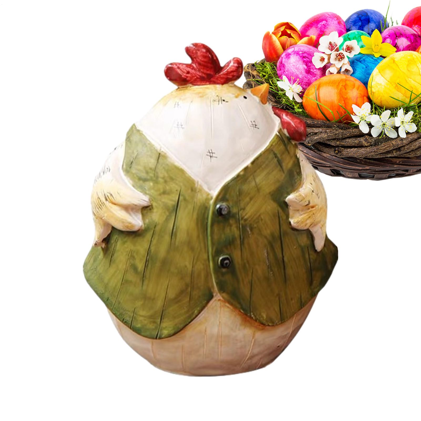 – Easter Chicken Decorations | Resin Chicken Figurine Easter Decor,Small Hen Desk Statue,for Home Living Room Bedroom Desk Shelf Mantel Dining Table TV Cabinet