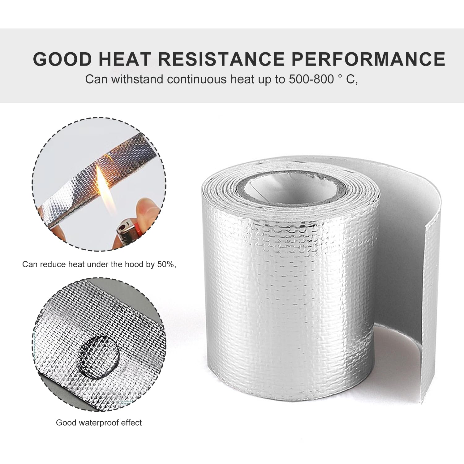 Nastro Isolante Termico Per Scarichi Moto/Auto - 5m X 5cm Argento Con 2 Fascette - Foto 2