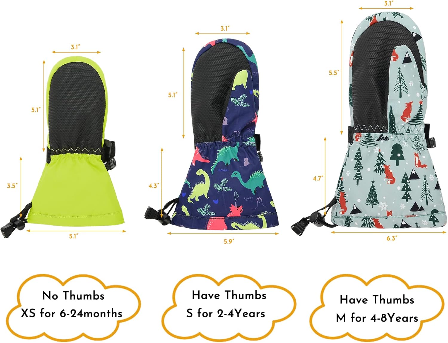 Zando Toddler Winter Mittens - Waterproof Ski Gloves for Kids, Warm Snow Mittens for Boys and Girls - Image 3