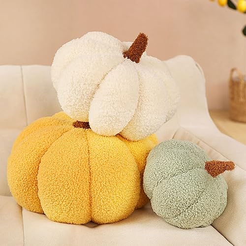 Miniatura 4 de TToyeric Almohada de calabaza de peluche de calabaza de Halloween, almohada de calabaza simulada en 3D, cojín de sofá para decoración del hogar,