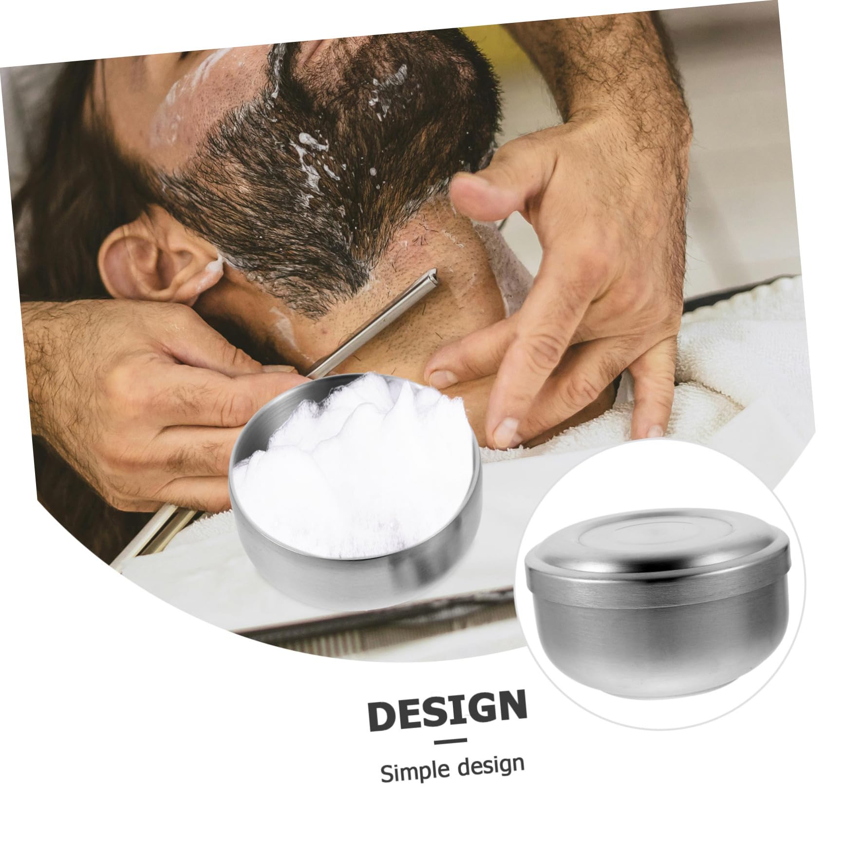 Homoyoyo Ciotola da Barba con Coperchio Leggera e Facile da Riporre in Acciaio Inossidabile Design Semplice e Pratica per Uso a Casa o Barber Shop