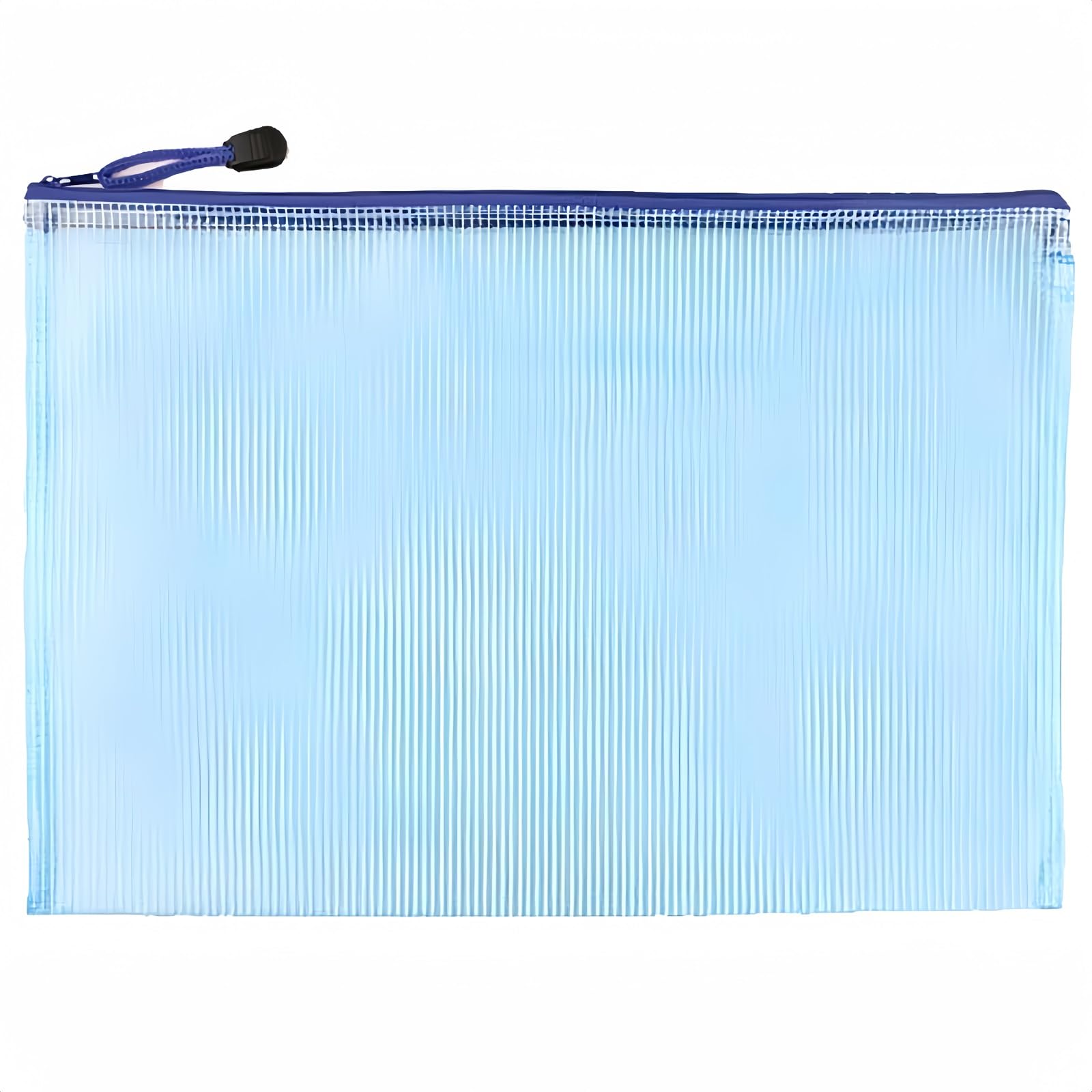 Boxonly Bill Plastic Wallets Zip Lock Bags Mesh Document Wallet Document Folders Plastic Pockets Zipper File Wallet for School Office Homework Travel Storage Bags Blue