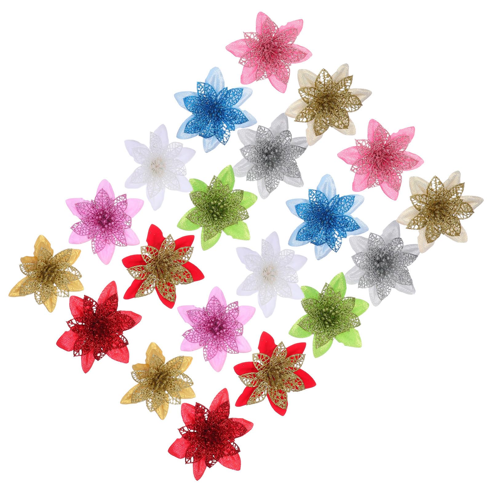 TOYANDONA 100 Unidades Flor de Navidad Artificial para Árbol y Coronas,