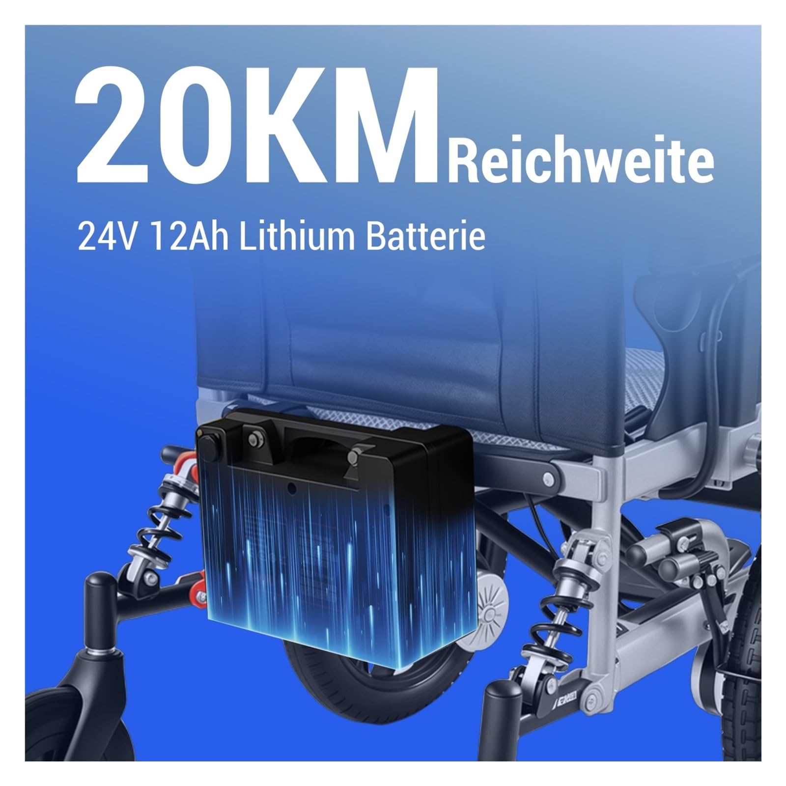 Elektryczny Wózek Inwalidzki, Składana Ładowność Do 150 Kg, Silnik 500 W, Zasięg 20 Km, Opony 40 Cm Każdego Terenu I Łatwego Transportu Wygodna Płynna Mobilność