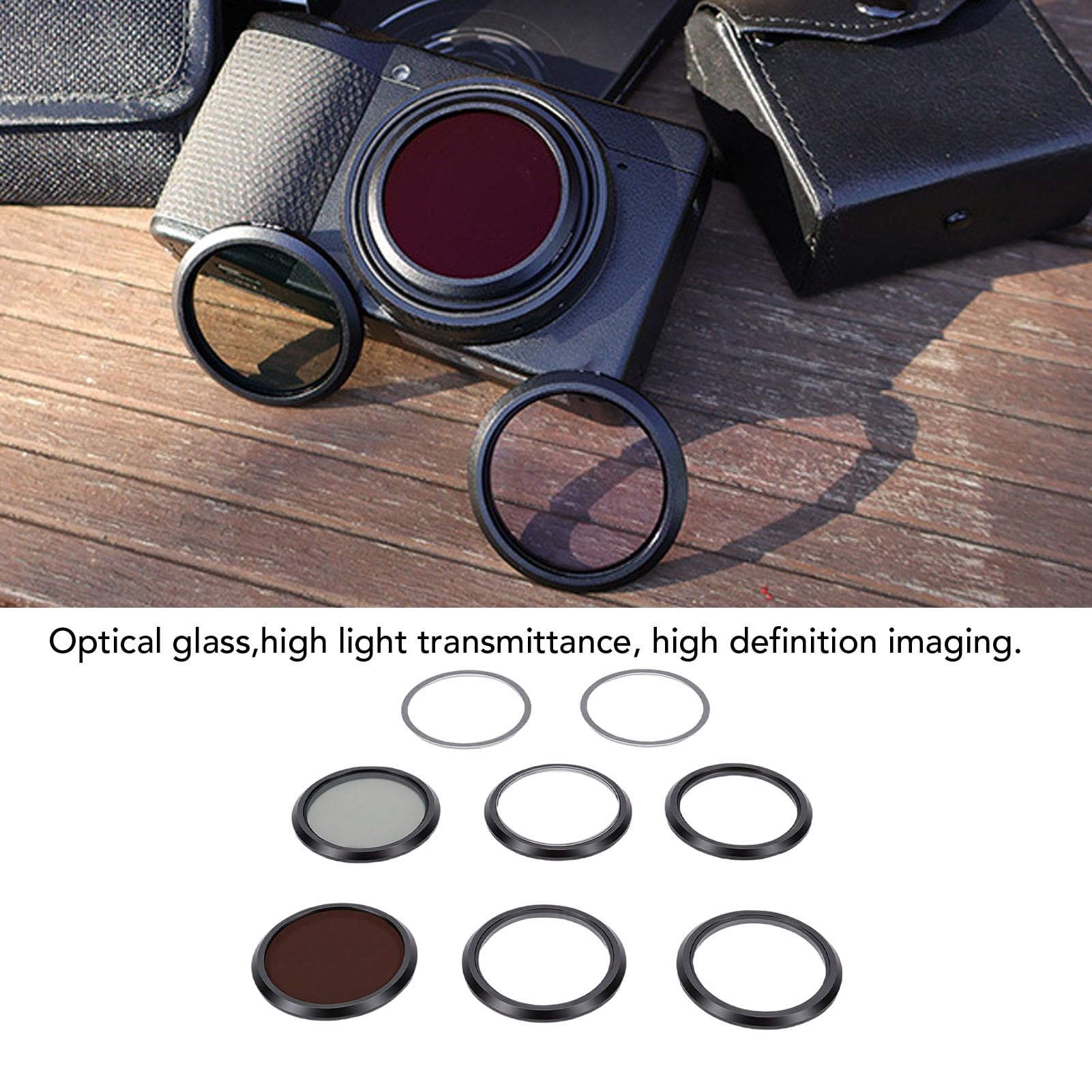 Akozon Zestaw Filtrów Aparatu Filtry Magnetyczne do Aparatów Bezlusterkowych LX10 G7X3 G7X2 ZV 1 RX100 M5 GRVI GR3 GR2