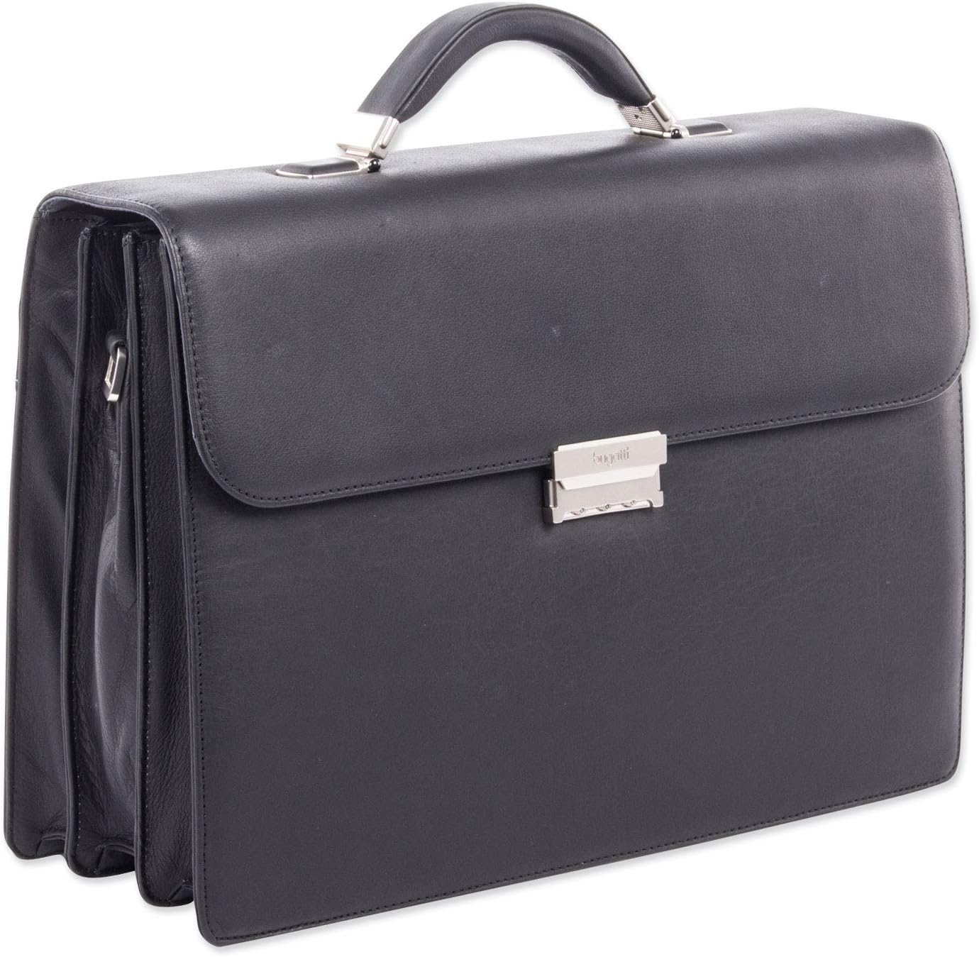 Milestone Briefcase, Fits Devices Up to 15.6", Leather, 5 x 5 x 12, Black