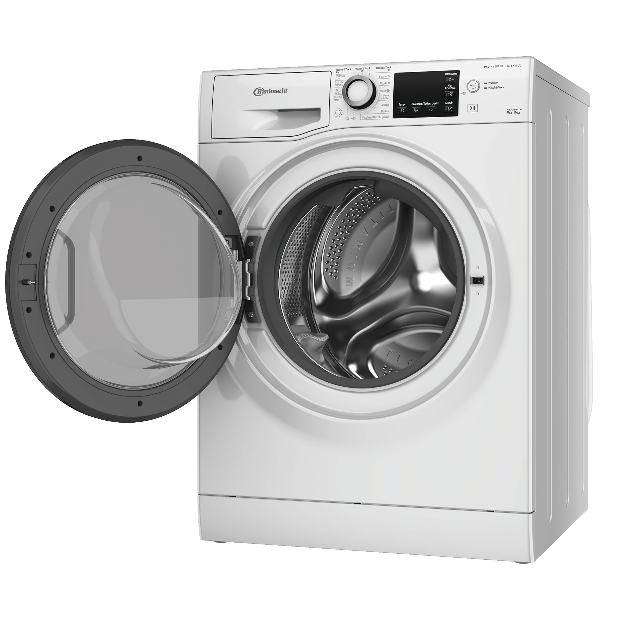 Bauknecht WD 96RC DA Waschtrockner, 9 kg Waschen / 6 kg Trocknen, 1400 U/min, Active Care Wash & Dry, Anti-Allergie-Programm, Dynamic Inverter-Motor, Nachlegefunktion, Weiß