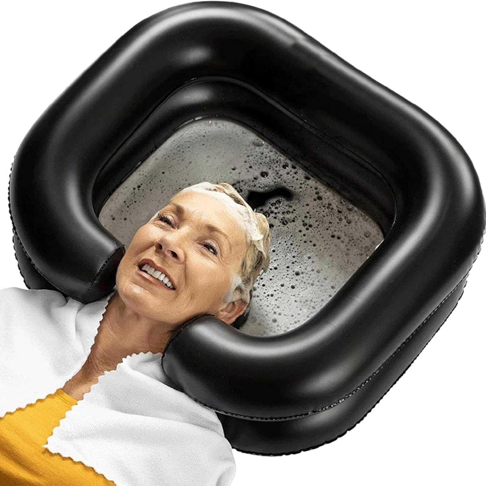 Lavabo gonflable pour cheveux : laver la tête au lit sans effort