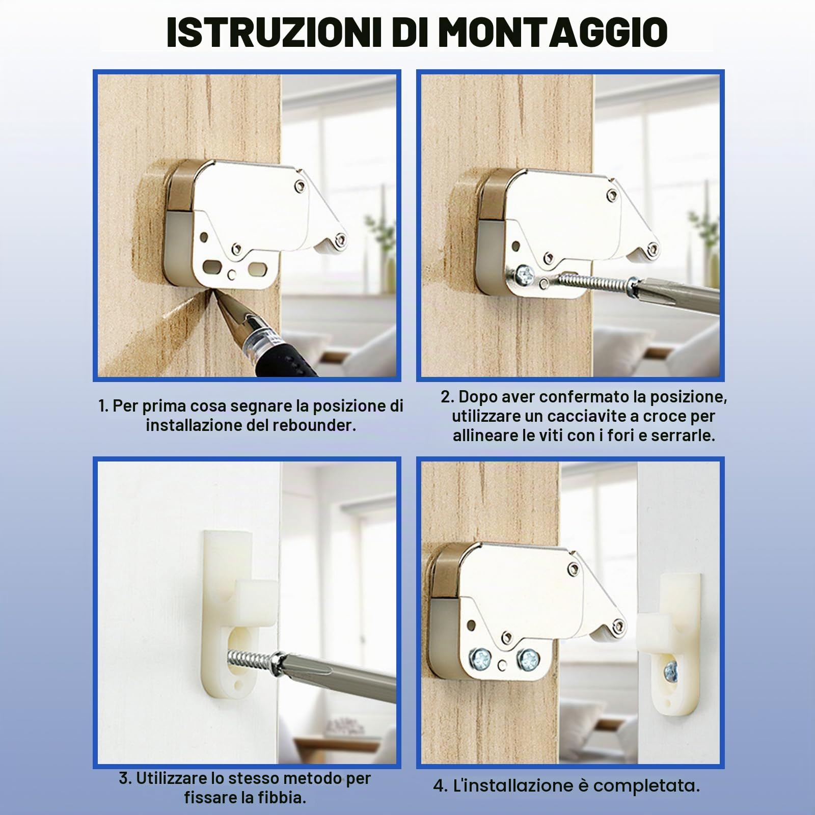 5 Pezzi mini chiusura porta,ferma porta push pull per ante,mini fermo a molla chiusura dell'armadio,chiusura dell'anta dell'armadio a molla,Scrocco a Molla Per Armadi,calamite per mobili chiusura